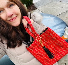 Load image into Gallery viewer, Beautiful red and gold wristlet