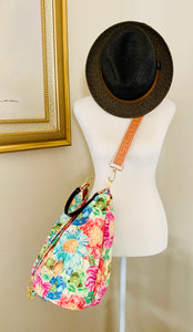 Beautiful floral, reversible bucket bag