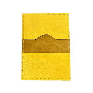 Yellow zero waste leather card holder