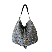 Load image into Gallery viewer, Beautiful, gray floral bucket bag