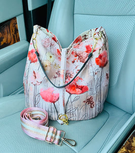 Sweet poppy, print handbag