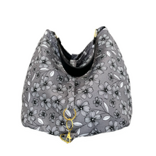 Load image into Gallery viewer, Beautiful, gray floral bucket bag