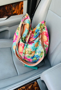 Beautiful floral, reversible bucket bag