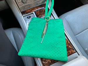 Emerald green wristlet