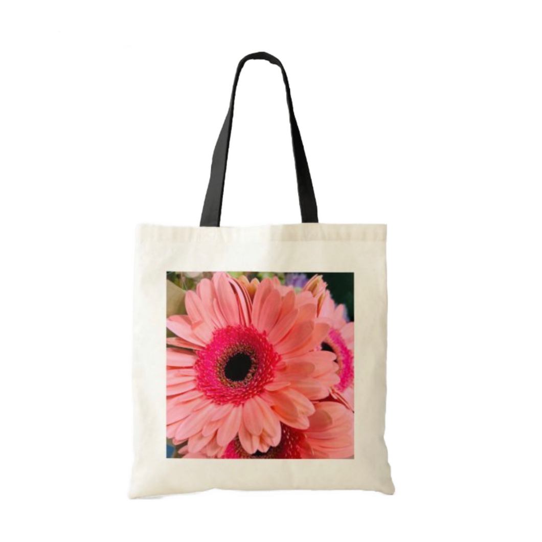 Pink floral tote bag