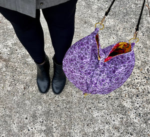 Beautiful, purple floral bucket bag