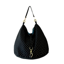 Load image into Gallery viewer, Beautiful black, gold and blue reversible bag