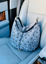 Load image into Gallery viewer, Beautiful, gray floral bucket bag
