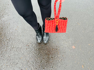 Beautiful red and gold wristlet