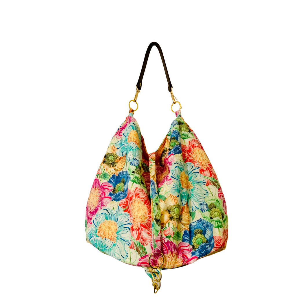 Beautiful floral, reversible bucket bag