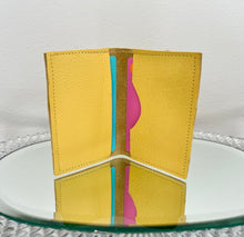 Load image into Gallery viewer, Yellow zero waste leather card holder