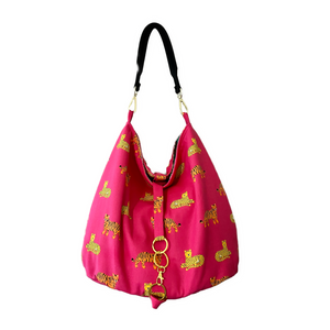 Pink reversible tiger tote