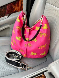 Pink reversible tiger tote