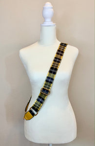 Yellow and black plaid handbag strap
